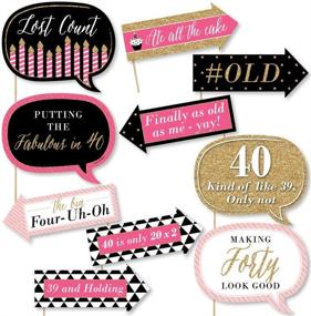 img 4 attached to 🎉 40th Birthday Party Photo Booth Props Kit - Funny Chic Pink, Black, and Gold Decorations - 10 Piece Set by Big Dot of Happiness