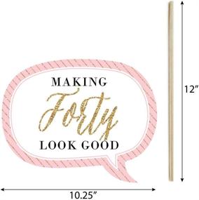 img 2 attached to 🎉 40th Birthday Party Photo Booth Props Kit - Funny Chic Pink, Black, and Gold Decorations - 10 Piece Set by Big Dot of Happiness