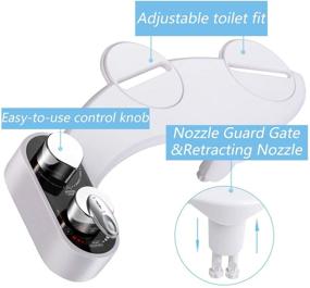 img 1 attached to 🚽 Bidet Toilet Seat Attachment with Dual Self-Cleaning Nozzles, Hot & Cold Water Spray, Non-Electric Mechanical Bidet Seat Attachment Featuring Brass Inlet, Retractable Posterior & Feminine Wash