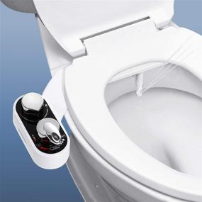 img 3 attached to 🚽 Bidet Toilet Seat Attachment with Dual Self-Cleaning Nozzles, Hot & Cold Water Spray, Non-Electric Mechanical Bidet Seat Attachment Featuring Brass Inlet, Retractable Posterior & Feminine Wash