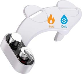 img 4 attached to 🚽 Bidet Toilet Seat Attachment with Dual Self-Cleaning Nozzles, Hot & Cold Water Spray, Non-Electric Mechanical Bidet Seat Attachment Featuring Brass Inlet, Retractable Posterior & Feminine Wash