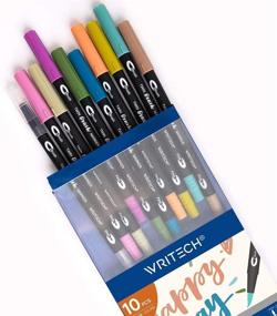 img 3 attached to 🖌️ Writech Dual Tip Brush Pens Markers: 10 Assorted Vintage Colors for Artists, Beginners, and Creatives for Coloring, Drawing, Calligraphy, Journaling, Sketching, and Doodling