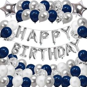 img 4 attached to 🎈 Optimized Navy Blue and Silver Birthday Party Balloons Banner Set for Men, Boys, Girls, Women, and Kids - Includes Confetti Latex balloons for 1st, 13th, 16th, 18th, 21st, 30th, 40th, 50th Celebrations