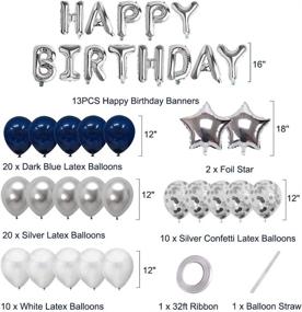 img 2 attached to 🎈 Optimized Navy Blue and Silver Birthday Party Balloons Banner Set for Men, Boys, Girls, Women, and Kids - Includes Confetti Latex balloons for 1st, 13th, 16th, 18th, 21st, 30th, 40th, 50th Celebrations