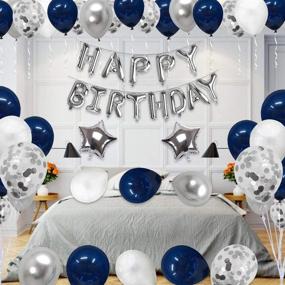 img 3 attached to 🎈 Optimized Navy Blue and Silver Birthday Party Balloons Banner Set for Men, Boys, Girls, Women, and Kids - Includes Confetti Latex balloons for 1st, 13th, 16th, 18th, 21st, 30th, 40th, 50th Celebrations