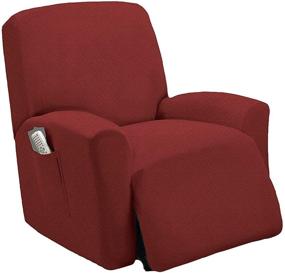 img 4 attached to 🪑 One Piece Stretch Fit Recliner Slipcover for Lazy Boy Chair, Furniture Chair Recliner Cover with Extra Fabric Concealing Foam Pieces, 4 Elastic Straps for Enhanced Cover Stability (Burgundy)