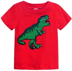 img 1 attached to 🦖 Sequins Dinosaur T-Shirts - Eye-catching Clothing for Boys with Sequin Sleeves