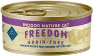 blue buffalo freedom grain free natural indoor mature cat food with chicken: dry and wet options for optimal feline nutrition logo