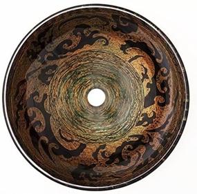 img 3 attached to Enbol Retro Copper Brown Bathroom Glass Vessel Vanity Sink Bowl - 16.5 Inch Round Top Wash Basin with Mounting Ring, Standard Size - GS-G0440