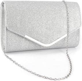img 4 attached to 👛 Anladia Glitter Envelope Clutch Bag with Metal-Tipped Purse for Bridal Prom Party