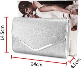 img 2 attached to 👛 Anladia Glitter Envelope Clutch Bag with Metal-Tipped Purse for Bridal Prom Party