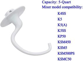 img 3 attached to 🍞 C Coated Dough Hook Replacement for Kitchen Aid Mixer - K5ADH - Fits KitchenAid K5, K5A, K5SS, KP50P, KSM5 Mixer - Dough Attachment for Kitchen Aid Bowl-lift Mixer - Works with 5 qt Bowl