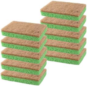 img 4 attached to SCRUBIT Plant-Based Natural Scrub Sponge – Biodegradable Dish Cleaning Sponge for Dishes, Kitchen, Bathroom & More - Non-Scratch Eco-Friendly Cleaning Sponge with Heavy Duty Scouring Pad – 10 Pack