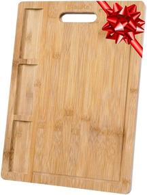 img 4 attached to 🍽️ Bamboo Cutting Board Extra Large 17x12&#34; - Multi-Functional Wood Chopping Board for Meat, Cheese, and Vegetables - Juice Groove, Built-In Containers - Perfect Wooden Cutting Board for Kitchen