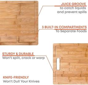 img 2 attached to 🍽️ Bamboo Cutting Board Extra Large 17x12&#34; - Multi-Functional Wood Chopping Board for Meat, Cheese, and Vegetables - Juice Groove, Built-In Containers - Perfect Wooden Cutting Board for Kitchen