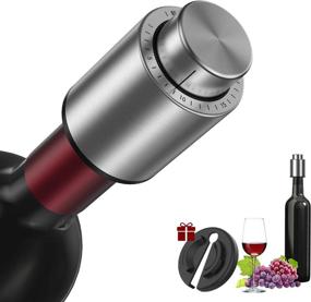 img 4 attached to 🍷 Wine Bottle Savers: Vacuum Pump with Time Scale Record, Stainless Steel Wine Saver & Silicone Sealer - Reusable Wine Preserver Accessories for Wine Lovers - Keep Wine Fresh up to 10 Days!