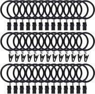 🪐 rustproof matte metal stainless steel drapery rings - 40pcs curtain rings with clips hooks, vintage black (1.5" interior diameter) logo