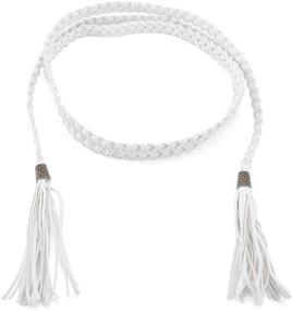 img 2 attached to 👗 Stylish and Trendy Women's Braided Waist Belt with Tassels for Dress by CHIC DIARY