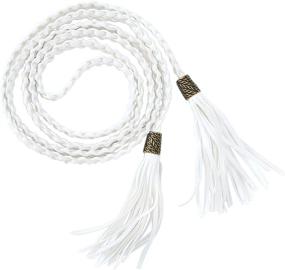 img 3 attached to 👗 Stylish and Trendy Women's Braided Waist Belt with Tassels for Dress by CHIC DIARY