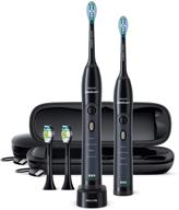 philips sonicare flexcare whitening edition toothbrush bundle: handles diamondclean plaque control brush heads, usb charging, travel cases, black (pack of 2) logo