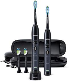 img 4 attached to Philips Sonicare FlexCare Whitening Edition Toothbrush Bundle: Handles DiamondClean Plaque Control Brush Heads, USB Charging, Travel Cases, Black (Pack of 2)