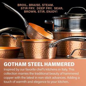 img 2 attached to 🍳 Gotham Steel Hammered Copper Collection – 10” Nonstick Fry Pan with Lid: Premium Cookware with Even Heating & Durability