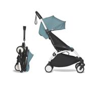 👶 babyzen yoyo2 6+ stroller - aqua seat cushion & canopy, white frame logo