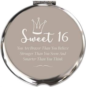 img 4 attached to 🎂 Blue Leaves Sweet 16th Birthday Gifts for Girls - Bestie Daughter BFF, Stainless Steel Mirror