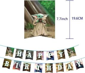 img 3 attached to 🎉 Complete Set of 57 Star Wars Baby Yoda Birthday Party Supplies - Includes 18 Yoda Birthday Balloons, 25 Mini Cake Toppers, 1 Large Cake Topper, 1 Happy Birthday Banner, 6 Party Flags, and 6 Hanging Spinners