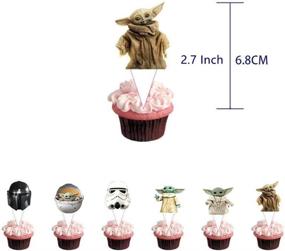 img 1 attached to 🎉 Complete Set of 57 Star Wars Baby Yoda Birthday Party Supplies - Includes 18 Yoda Birthday Balloons, 25 Mini Cake Toppers, 1 Large Cake Topper, 1 Happy Birthday Banner, 6 Party Flags, and 6 Hanging Spinners