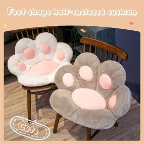 img 3 attached to Подушка для сидения в форме лапки кота, милый амортированный диван лапкой медведя, подушка для офисного кресла в форме медвежьей лапы, уютная и теплая декоративная подушка для офисного кресла, плюшевая подушка для дивана, предмет интерьера (L-31.4x27.5in, белая)