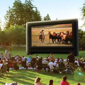 img 2 attached to 🎬 20ft Inflatable Outdoor Movie Projector Screen with Blower - Premium Projection Screen for Backyard Entertainment - Includes Powerful Fan, Ground Stakes, Tie-Downs, and Storage Bag (20 feet)