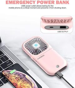 img 1 attached to HARZBEKE Handheld Fan: Rechargeable Portable Fan with 3 Speeds, Mini USB Outdoor Fan - Quiet Desk Fan for Travel, Home, Office, School Queue - PINK