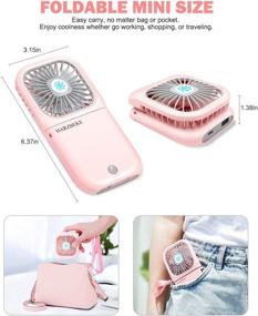 img 3 attached to HARZBEKE Handheld Fan: Rechargeable Portable Fan with 3 Speeds, Mini USB Outdoor Fan - Quiet Desk Fan for Travel, Home, Office, School Queue - PINK