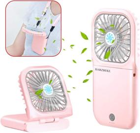 img 4 attached to HARZBEKE Handheld Fan: Rechargeable Portable Fan with 3 Speeds, Mini USB Outdoor Fan - Quiet Desk Fan for Travel, Home, Office, School Queue - PINK