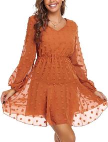 img 4 attached to LUXUR Dresses Ruffle Chiffon Apricot Women's Clothing