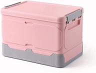 🌸 normi homes durable foldable plastic storage bins with lids: ultimate organization solution for home & office, toys, snacks, books - light pink option logo