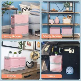 img 2 attached to 🌸 Normi Homes Durable Foldable Plastic Storage Bins with Lids: Ultimate Organization Solution for Home & Office, Toys, Snacks, Books - Light Pink Option