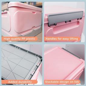 img 1 attached to 🌸 Normi Homes Durable Foldable Plastic Storage Bins with Lids: Ultimate Organization Solution for Home & Office, Toys, Snacks, Books - Light Pink Option