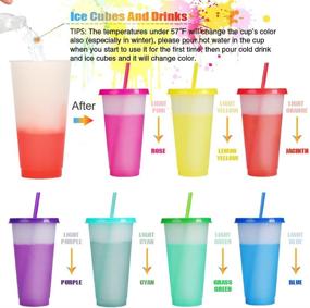 img 3 attached to 🌈 Vibrant Color Changing Cups Tumblers with Lids and Straws - Set of 7 Reusable Bulk Tumblers: Perfect for Adults and Kids - 24oz Capacity Tumbler