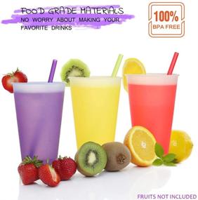 img 2 attached to 🌈 Vibrant Color Changing Cups Tumblers with Lids and Straws - Set of 7 Reusable Bulk Tumblers: Perfect for Adults and Kids - 24oz Capacity Tumbler