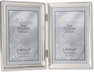 🖼️ enhance your memories: lawrence frames polished silver plate 4x6 hinged double picture frame with elegant bead border design логотип