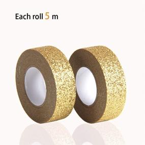 img 3 attached to 🌟 Hapy Shop Gold Glitter Tape - 3 Rolls, 15mm by 5m, Total 15m - Perfect for Scrapbook & Crafting