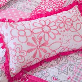 img 1 attached to 🌸 Stylish MI ZONE Abbey Quilt Set in Hot Pink - Perfect Floral, Polka Dot, Paisley Teen Bedding Coverlets for Girls' Full/Queen Bed, 4-Piece Set