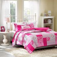 🌸 stylish mi zone abbey quilt set in hot pink - perfect floral, polka dot, paisley teen bedding coverlets for girls' full/queen bed, 4-piece set logo