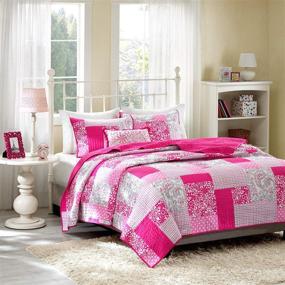 img 4 attached to 🌸 Stylish MI ZONE Abbey Quilt Set in Hot Pink - Perfect Floral, Polka Dot, Paisley Teen Bedding Coverlets for Girls' Full/Queen Bed, 4-Piece Set