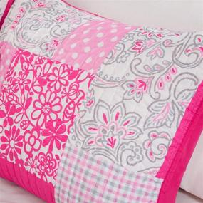 img 2 attached to 🌸 Stylish MI ZONE Abbey Quilt Set in Hot Pink - Perfect Floral, Polka Dot, Paisley Teen Bedding Coverlets for Girls' Full/Queen Bed, 4-Piece Set