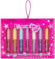 👄 expressions lip gloss wand set for girls, teens, ladies & women - 7-piece glittery fruity flavored collection, suitable for ages 5 and up logo