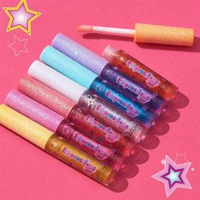 img 1 attached to 👄 Expressions Lip Gloss Wand Set for Girls, Teens, Ladies & Women - 7-Piece Glittery Fruity Flavored Collection, Suitable for Ages 5 and Up