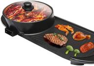 🔥 electric 2 in 1 grill with detachable divider shabu shabu dual flavor hot pot. versatile indoor teppanyaki korean bbq with a capacity for 2-10 people (oval 21 inch) логотип